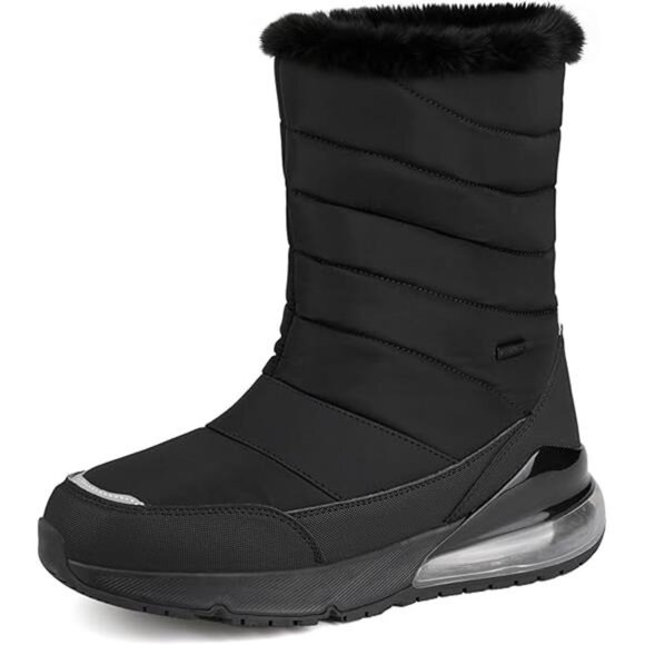 Women's Waterproof Winter Snow Boots Warm Fur Lined Wide Booties Mid Calf - Picture 7 of 7